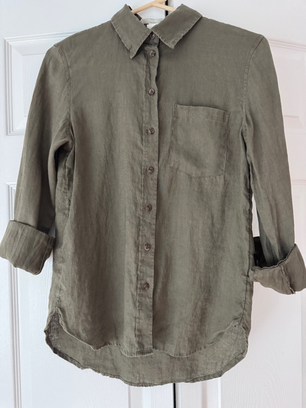 H&M XS Olive Green Button-Front Women's Shirt